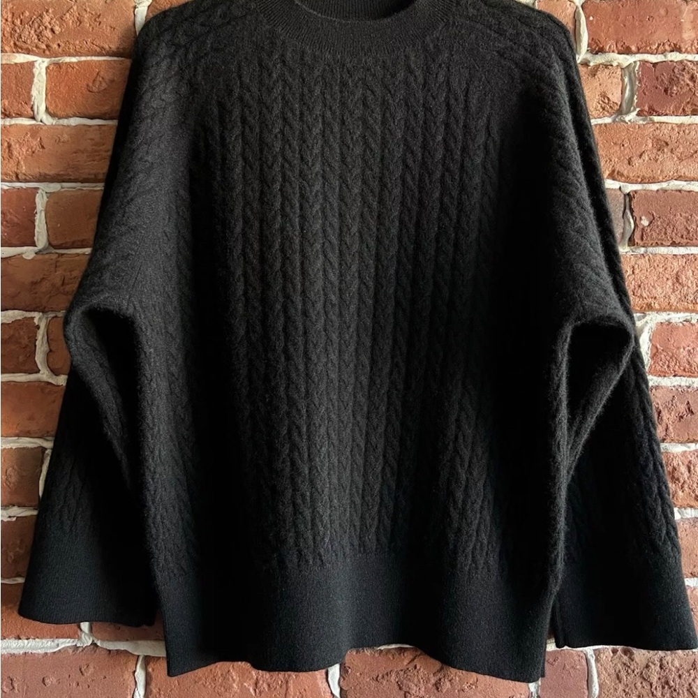 Soft Goat Black Cable Knit Sweater